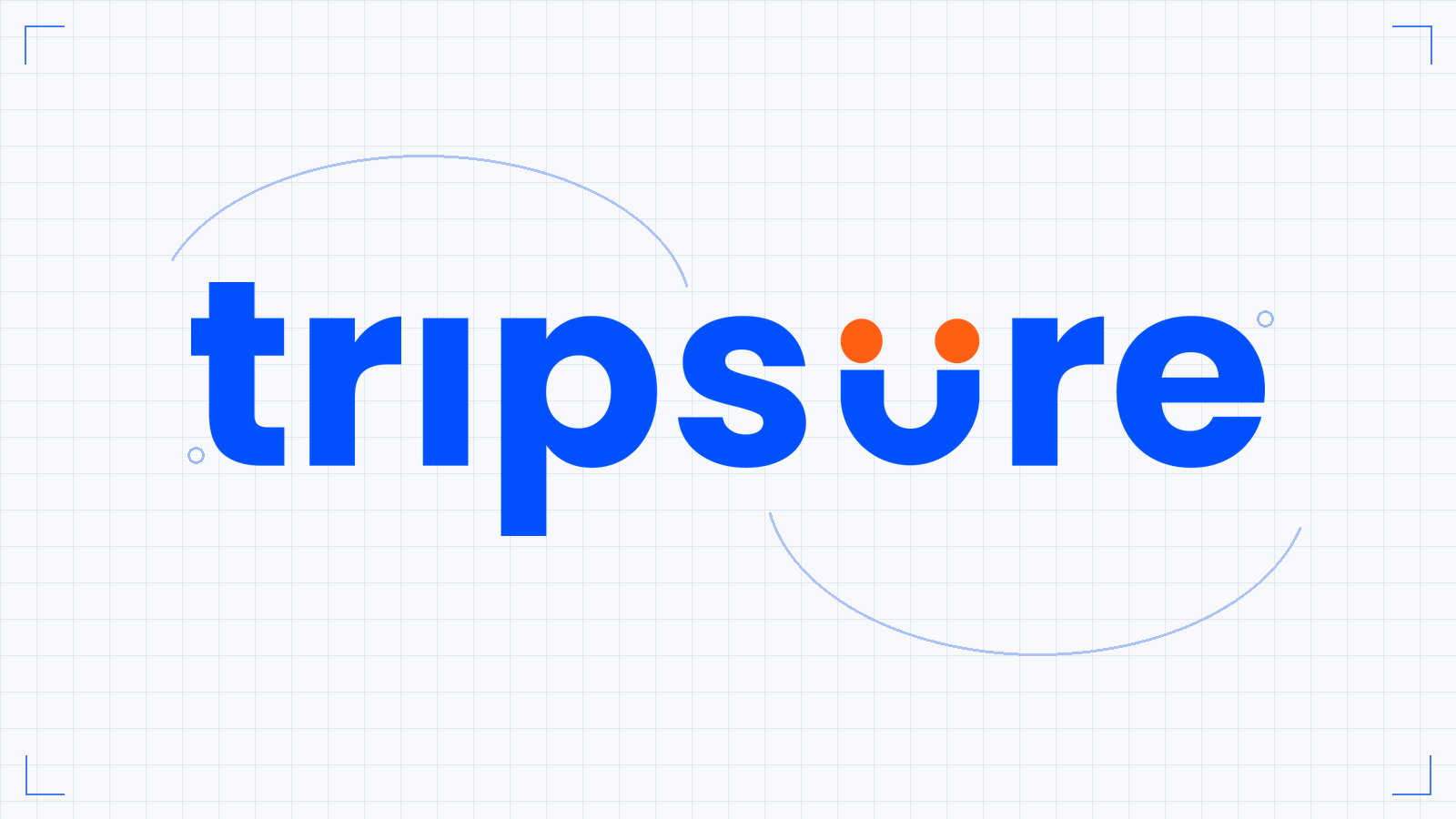 Tripsure final wordmark — Tripsure Blue with the orange-dot ü