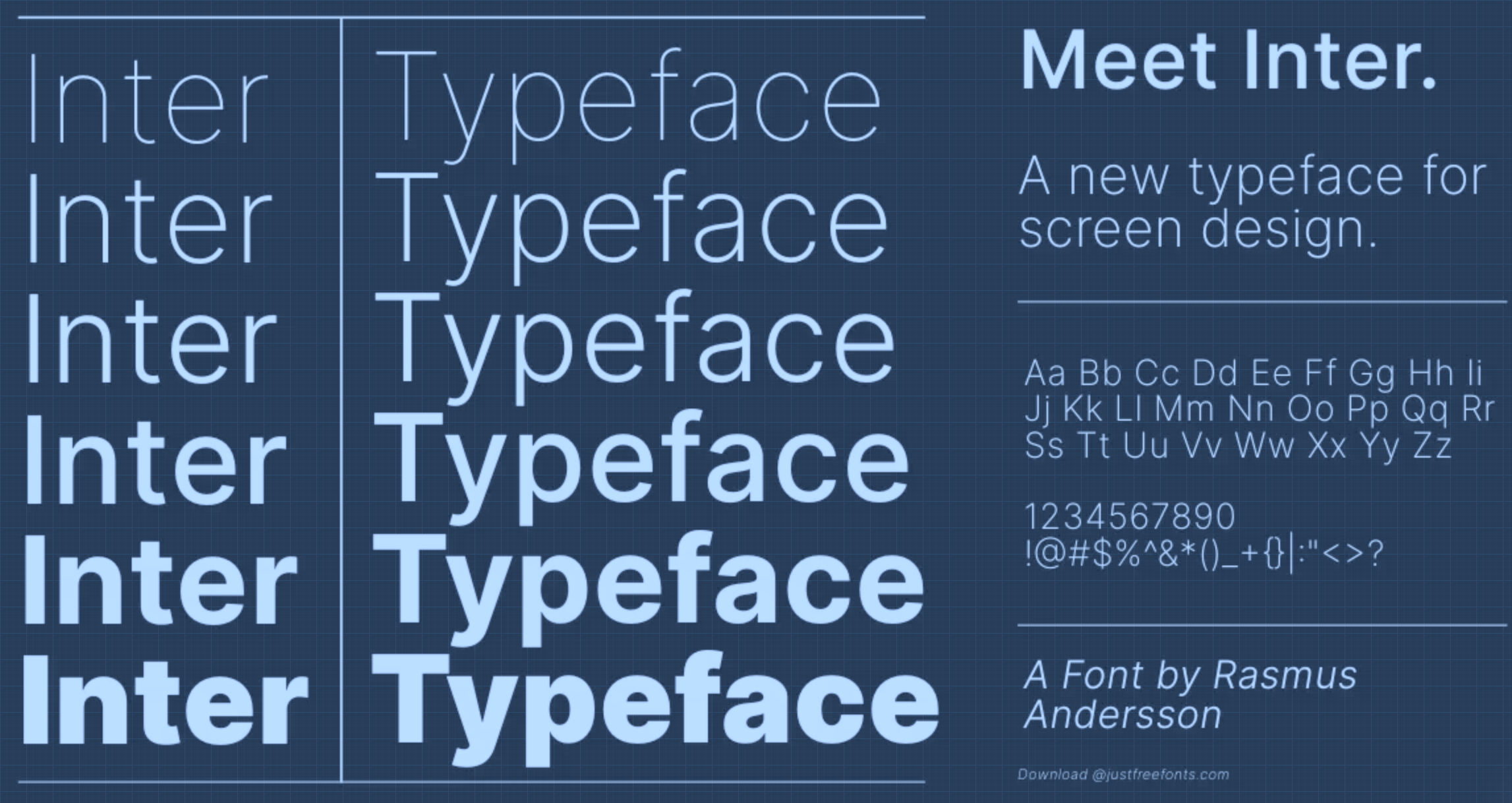 Inter typeface specimen — bold, lowercase, built for screens