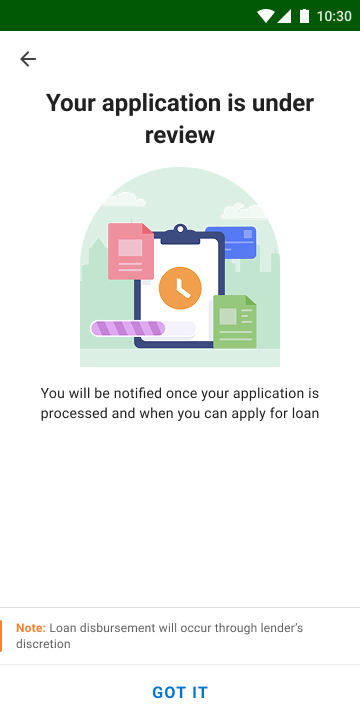 Your application is under review — you will be notified