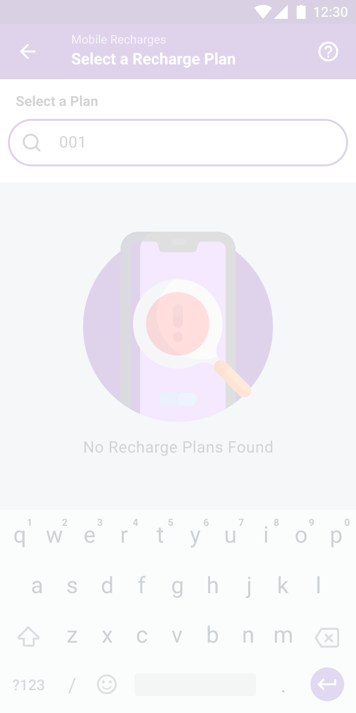 No recharge plans found empty state