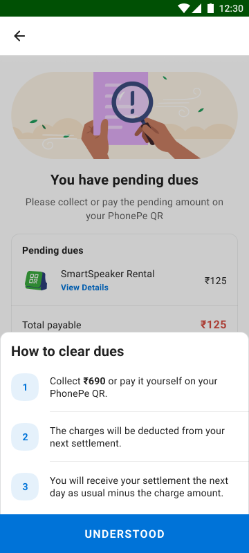 Detailed breakdown of all pending charges line by line